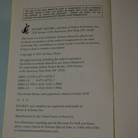 Separation of Power By Vince Flynn 2001 Pocket Books Paperback - Picture 6 of 6